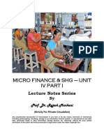 Micro Finance & SHG - Unit: Lecture Notes Series