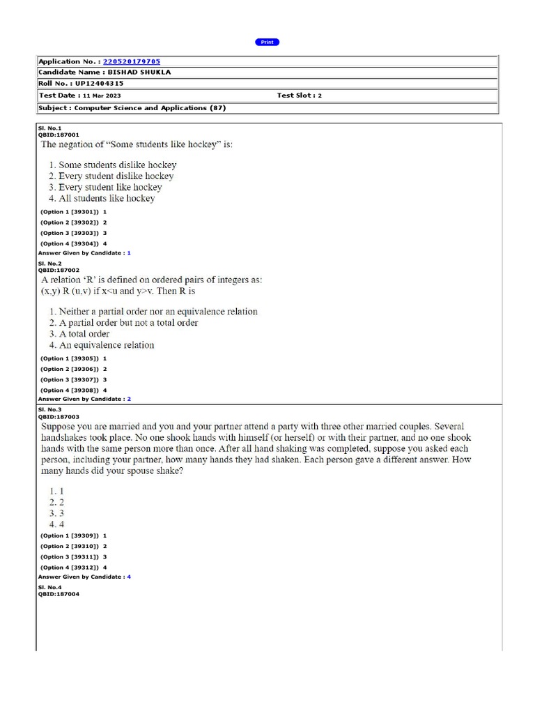 Computer Science Exam Answers 2023 | PDF | Computing