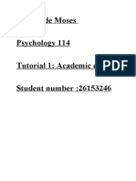 Zoey Jade Moses Psychology 114 Tutorial 1: Academic Essay Student Number:26153246