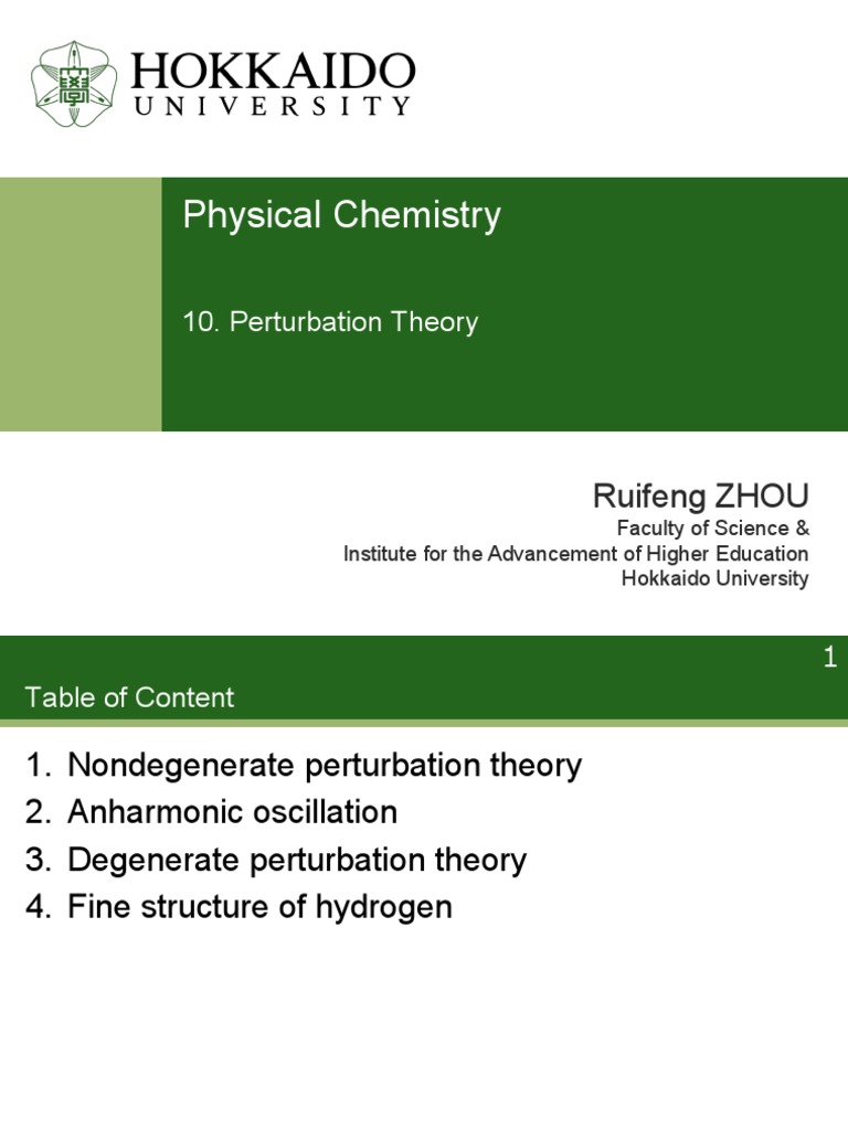 Physical Chemistry: 10. Perturbation Theory | PDF | Perturbation Theory ...