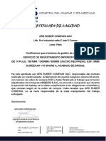 Certificado de Calidad Sigeco Sac