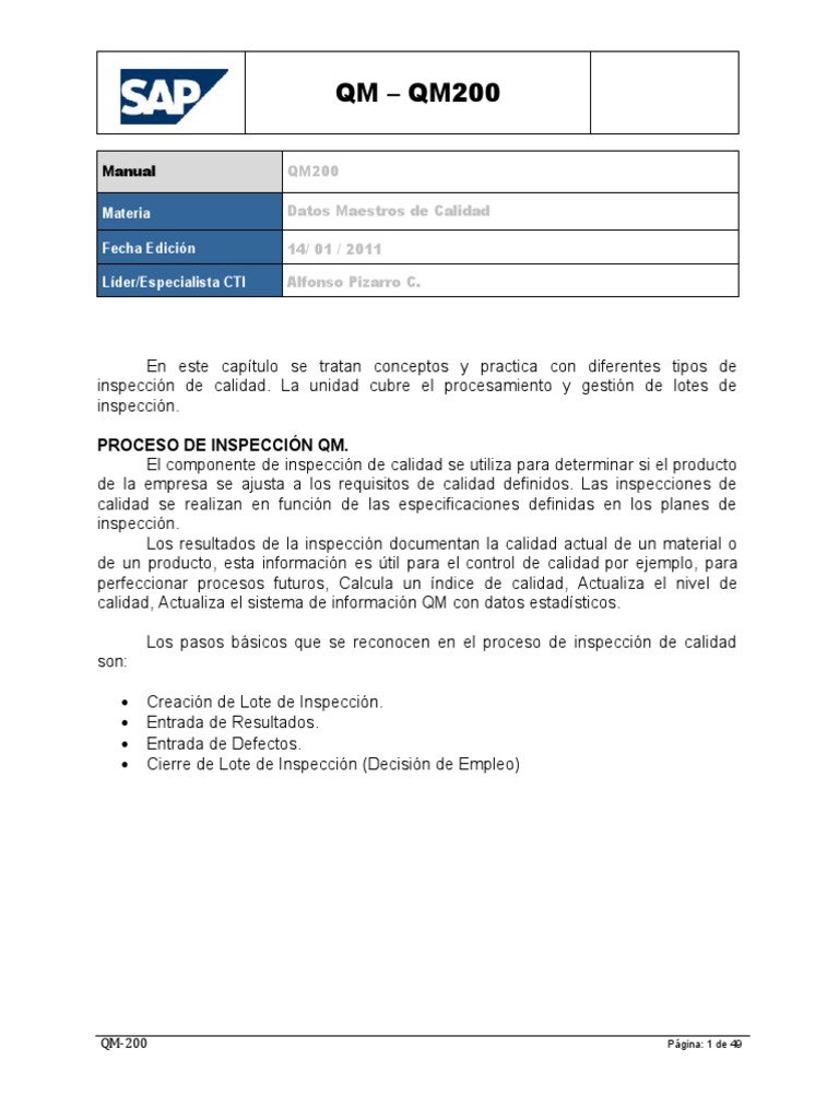 Modulo QM SAP Manual de Usuario | PDF