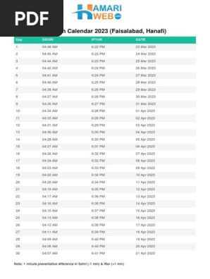 Faisalabad-ramadan-calendar-2023-Hamariweb