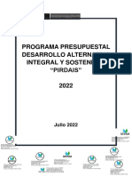 Programa Presupuestal Desarrollo Alternativo Integral Y Sostenible "Pirdais" 2022