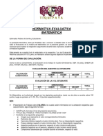 NORMATIVA EVALUATIVA MATEMÁTICA 2018 (TIQUIPAYA)