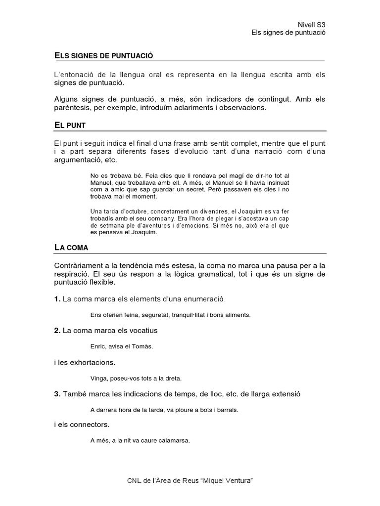 Signes de Puntuació | PDF