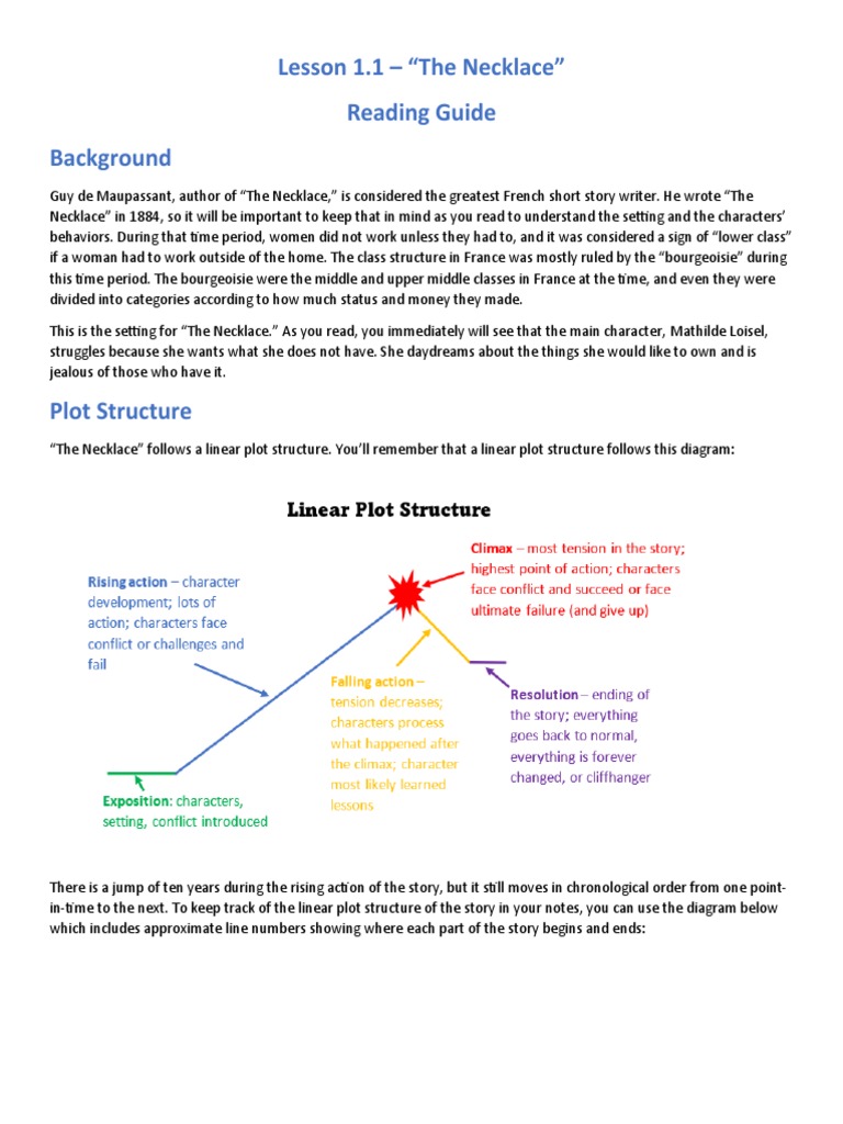 Lesson+1 1+The+Necklace+Reading+Guide | PDF
