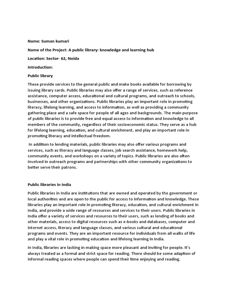 A PUBLIC LIBRARY Synopsis | PDF | Libraries | Public Library