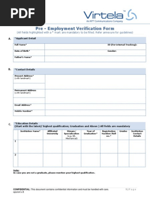 Pre - Employment Verification Form (V4)
