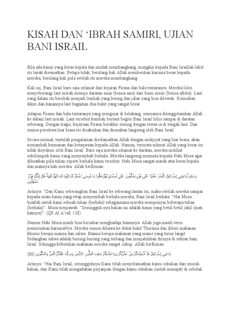 Samiri dan Kesesatan Bani Israil | PDF