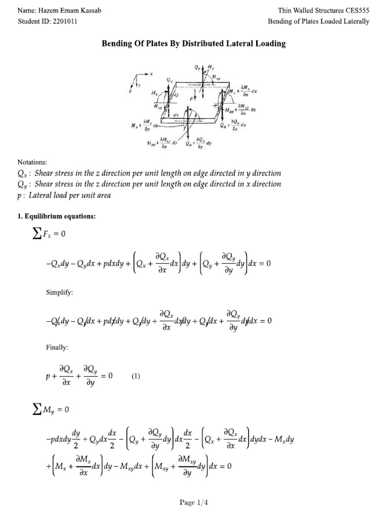 Bending Of Plates Loaded Laterally Pdf