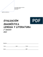 Evaluación Diagnóstica Lengua Y Literatura: 1° Medio 2023