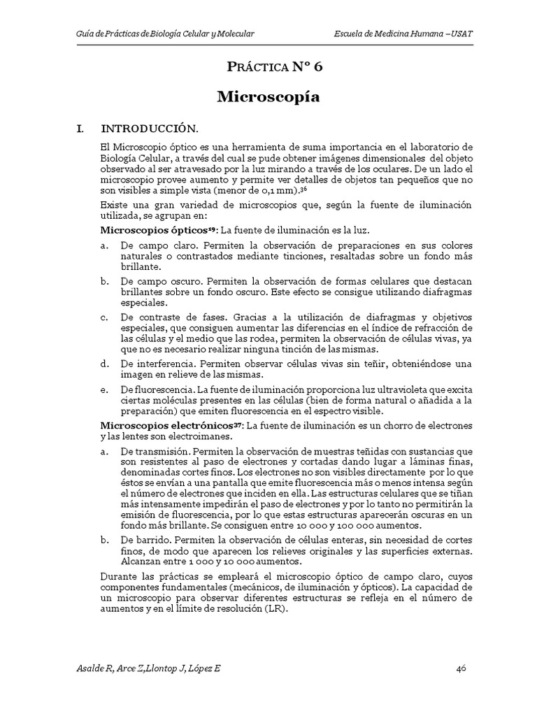Principales componentes y uso del microscopio óptico | PDF | Resolución ...