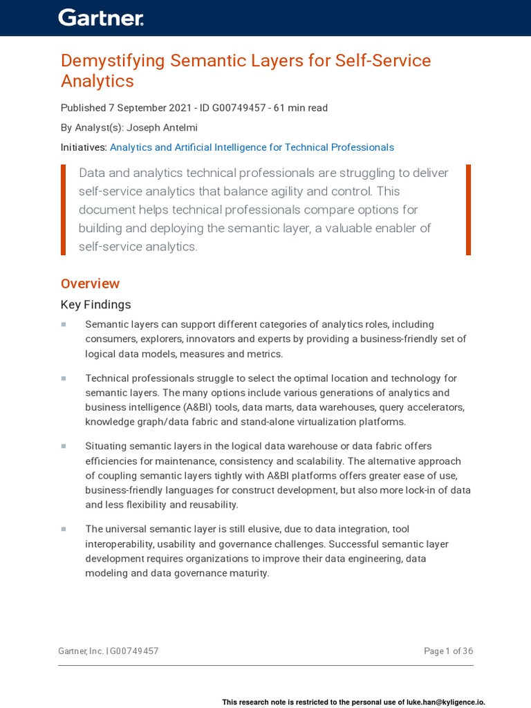 Demystifying Semantic Layers For Self-Service Analytics | PDF | Data ...
