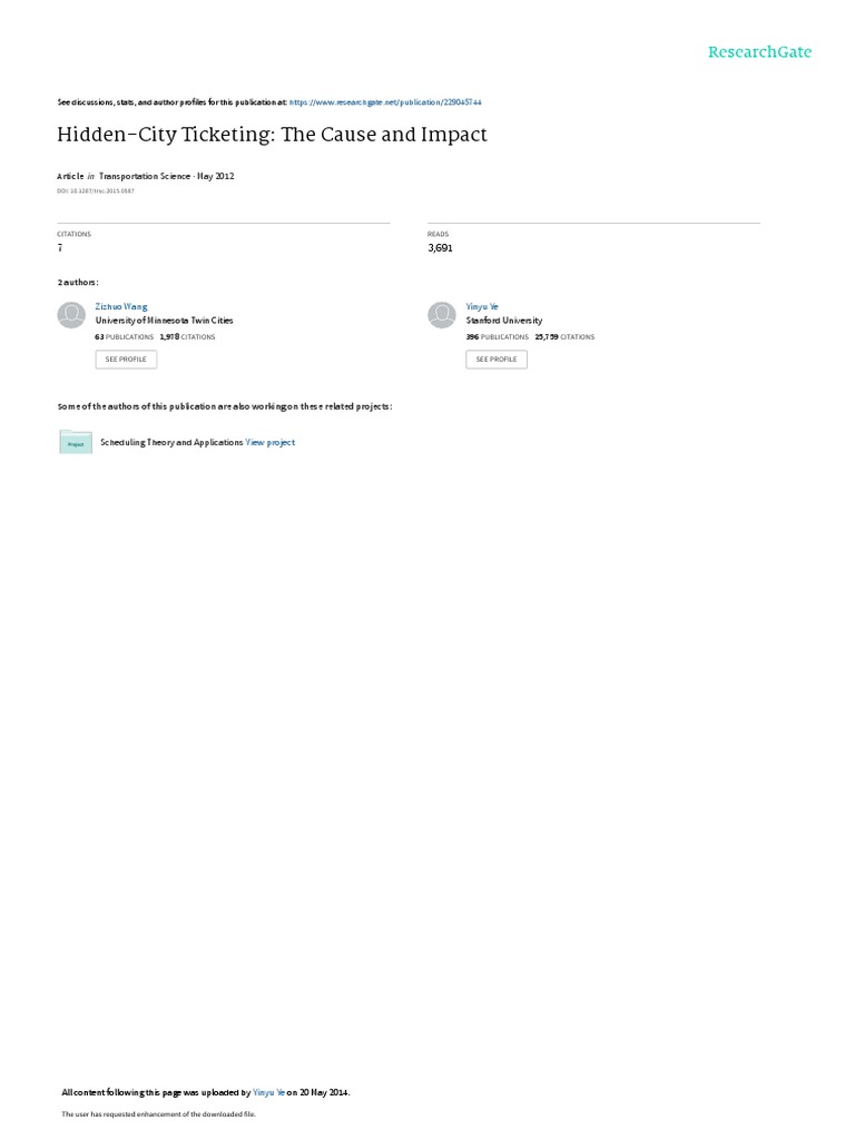 HiddenCity Ticketing The Cause and Impact PDF Airlines Demand