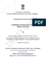 Common Entrance Test MHT-CET 2023: Information Brochure