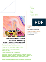 2.1 15/25 2.2 5/10 Total 20/35: Education Research in Practice (Erpr7412) Task 2: Literature Review