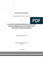 La Crisis de Los Partidos Políticos en El Perú. Una Propuesta Legislativa para El Fortalecimiento Del Sistema de Partidos Políticos