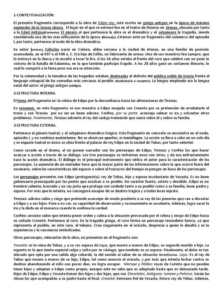 La ira de Edipo y el destino fatal revelado por Tiresias en Edipo Rey