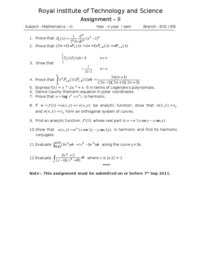 Mathematics III Assignment on Polynomials | PDF