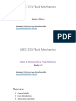 MEC 353 Fluid Mechanics: Lecture Notes