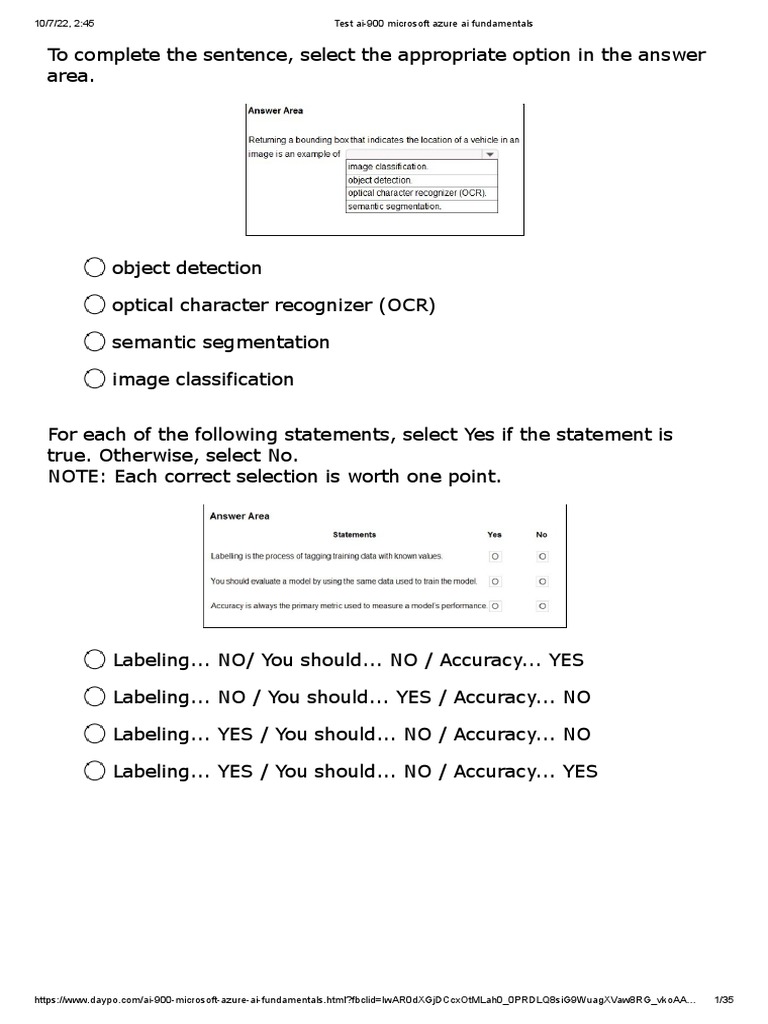 AI-900 Azure Fundamentals Exam Guide | PDF | Machine Learning ...