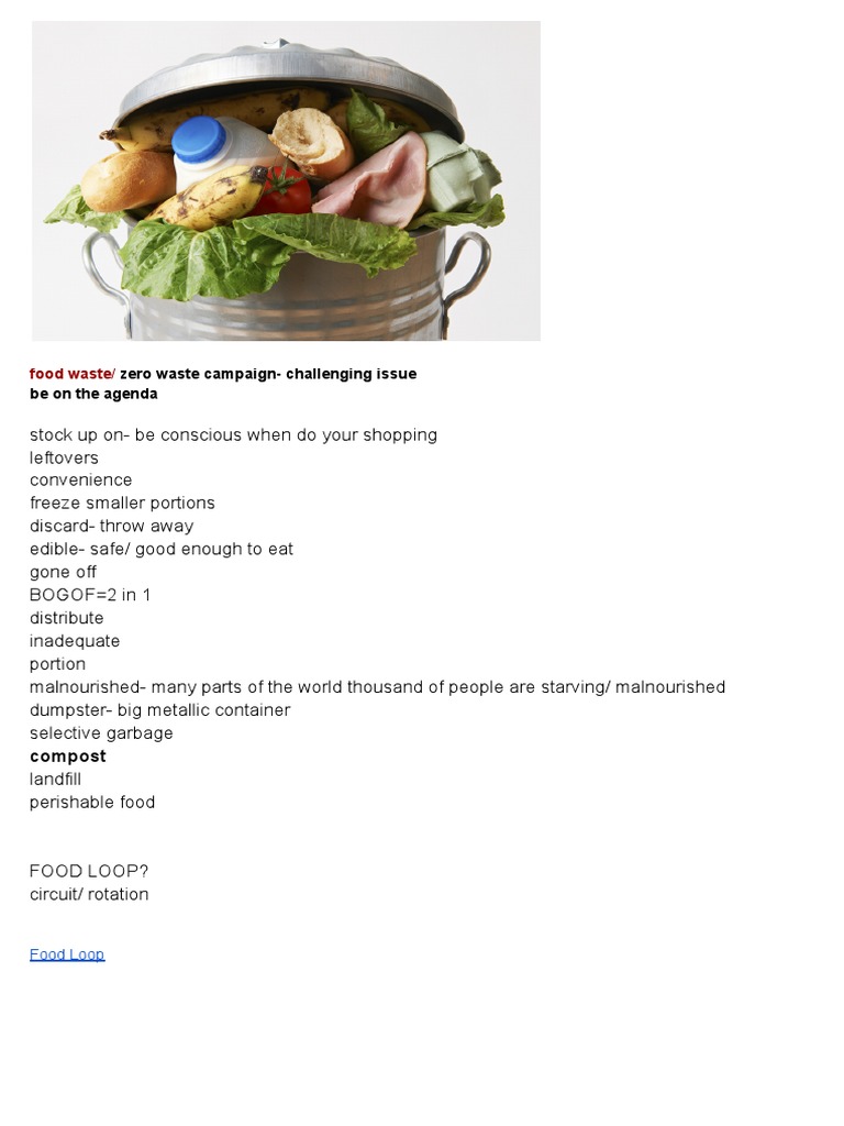 Food Waste Zero Waste Green Education Pdf Waste Reuse