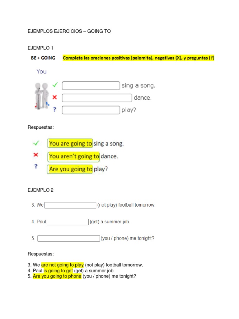 Ejemplos Ejercicios - Going To | PDF