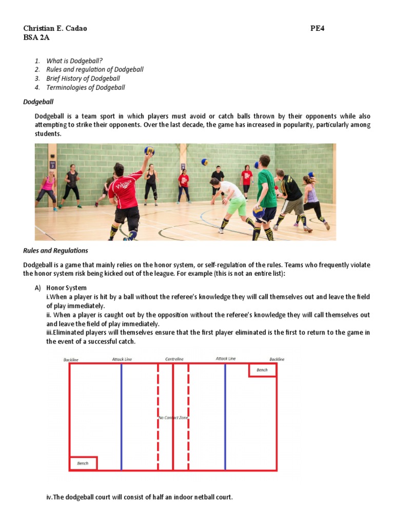 Pe4 Assignement 1 Dodgeball PDF Sports Team Sports