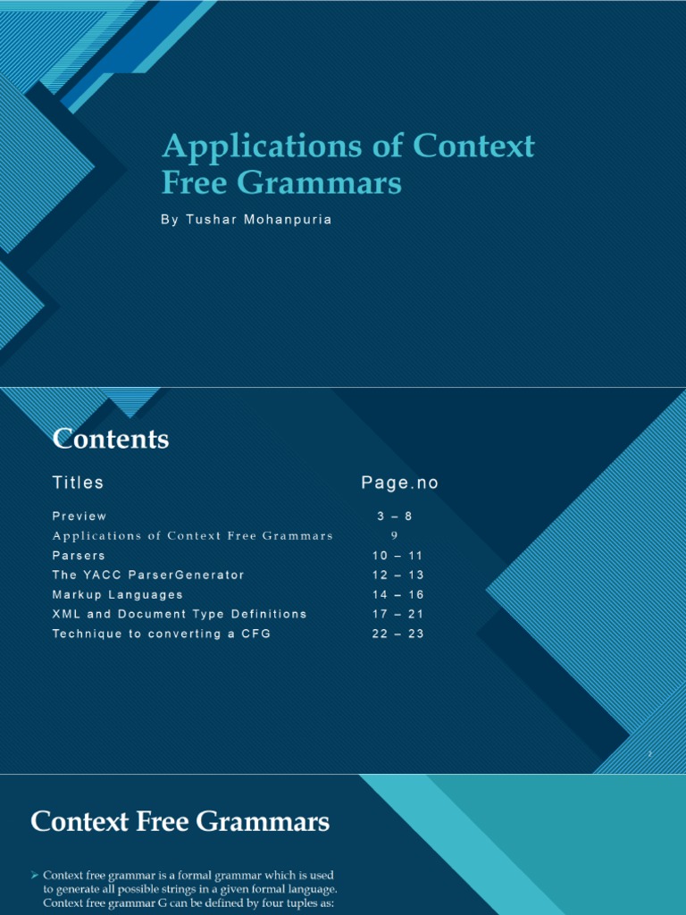 Applications of context free grammars pdf