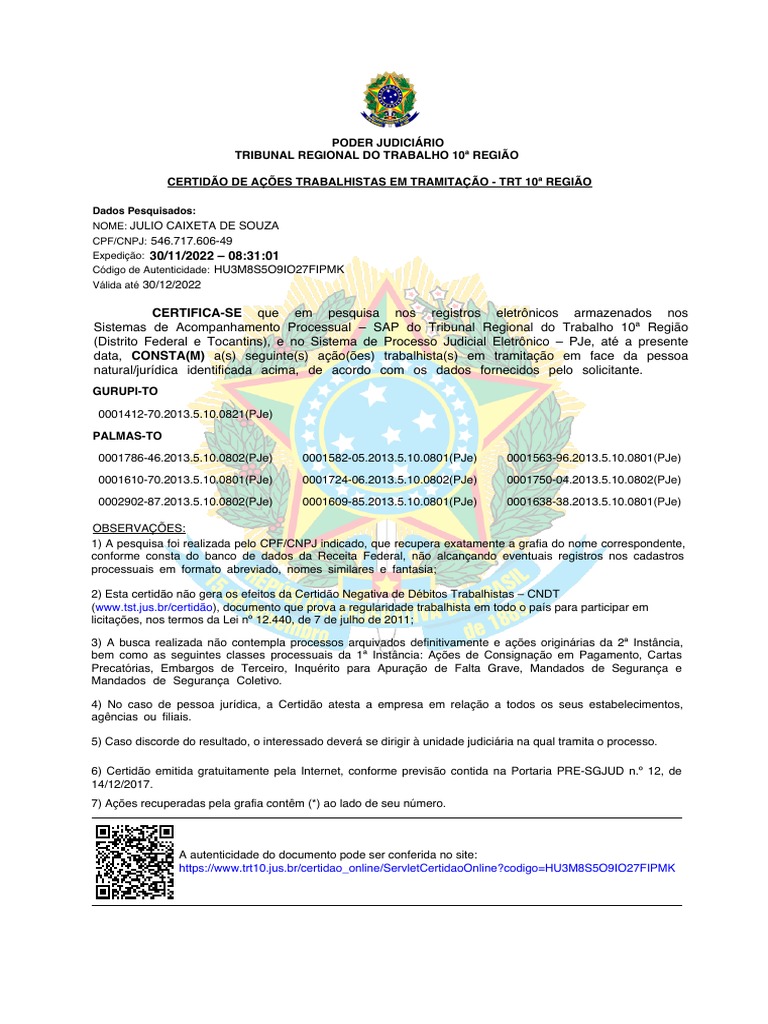 Https:/pje - Trt10.jus - Br/certidao online/ServletVisualizaDocumento ...
