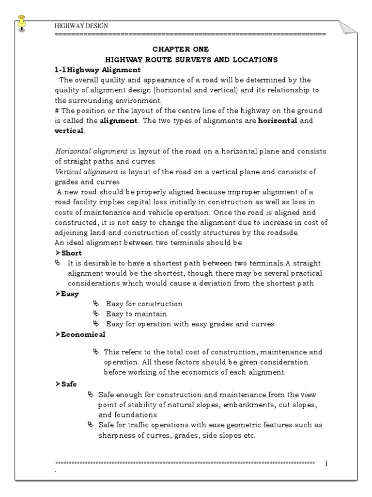 Highway Design CH 1 and CH 2 | PDF | Road | Surveying