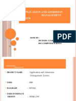 Application and Admission Management System: Done By: 18COS158 (S.SABARISH)