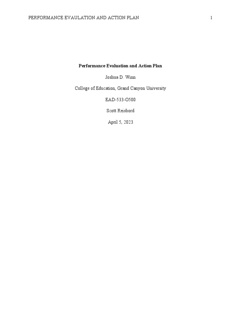 Performance Evaluation and Action Plan | PDF | Teachers | Performance ...
