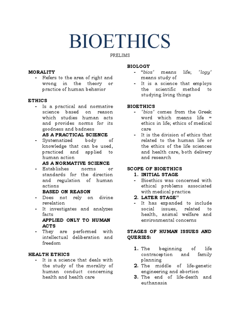 Understanding Bioethics and Morality | PDF | Autonomy | Medical Ethics