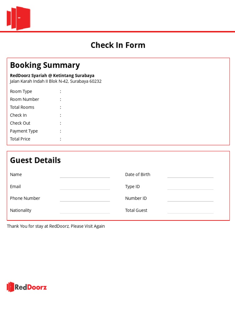 Check in Form | PDF