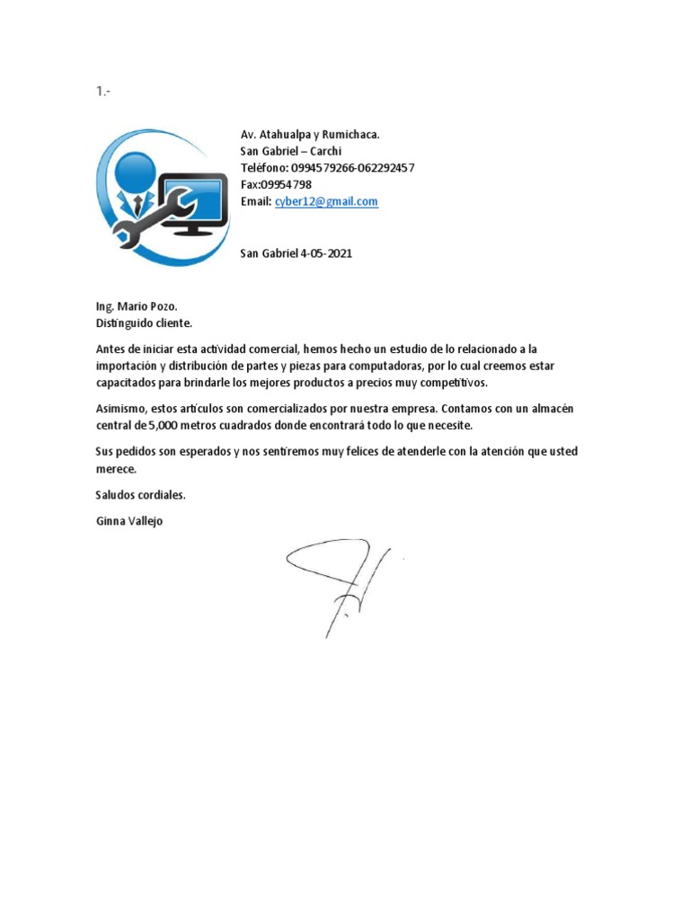 Ejemplo de carta comercial formal | PDF