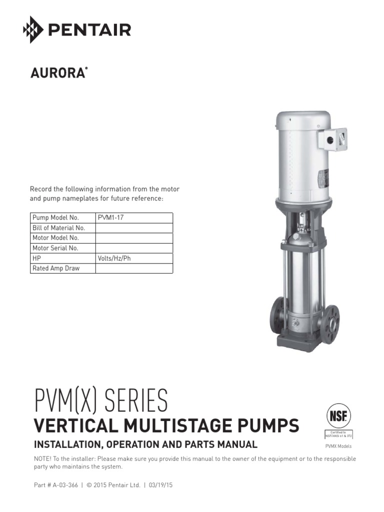 PVM (X) Series: Vertical Multistage Pumps | Download Free PDF | Pump ...