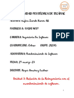 Universidad Politécnica de Tecámac: Unidad 3: Relación de La Reingeniería Con El Mantenimiento de Software