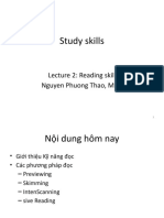 Study Skills: Lecture 2: Reading Skill Nguyen Phuong Thao, MSC