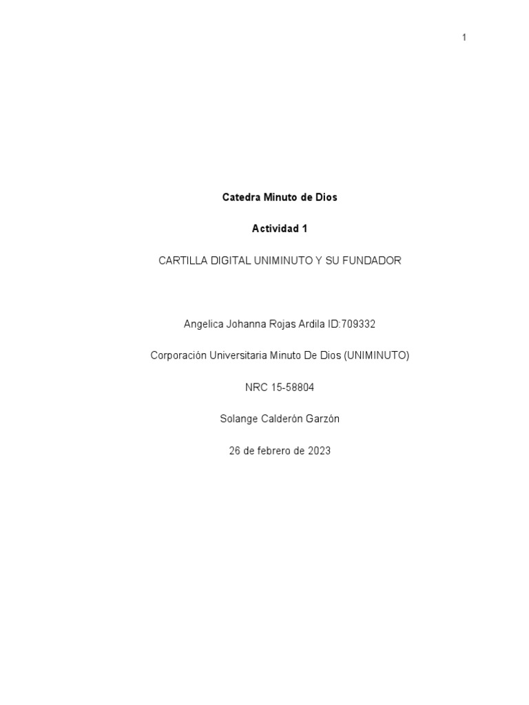 Cartilla Digital Uniminuto y Su Fundador | PDF