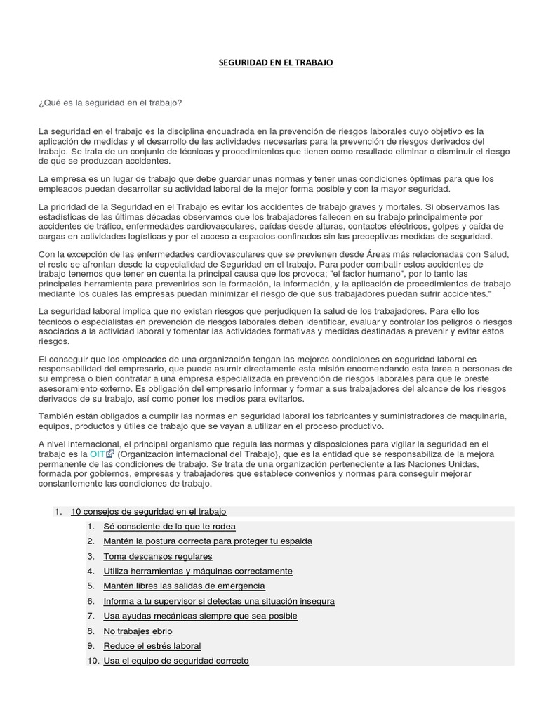 Seguridad en El Trabajo | PDF | Seguridad y salud ocupacional | Valores