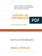 Fontes de Informação: Universidade Federal de Pernambuco Departamento de Ciência Da Informação Curso de Biblioteconomia