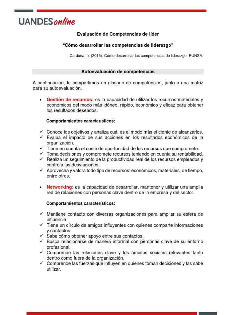 Evaluación de Competencias de Liderazgo | PDF | Liderazgo | Gestión del ...