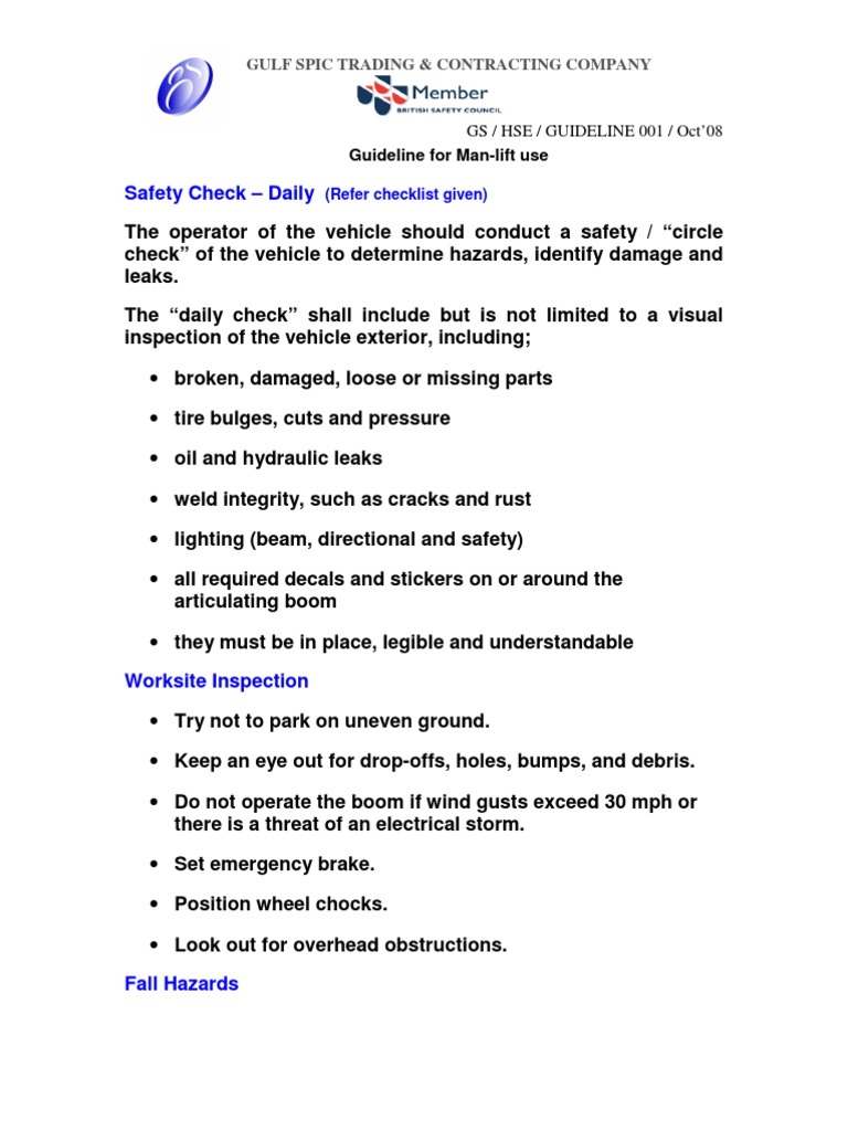 Man-lift Safety Guidelines and Practices | PDF | Elevator | Truck