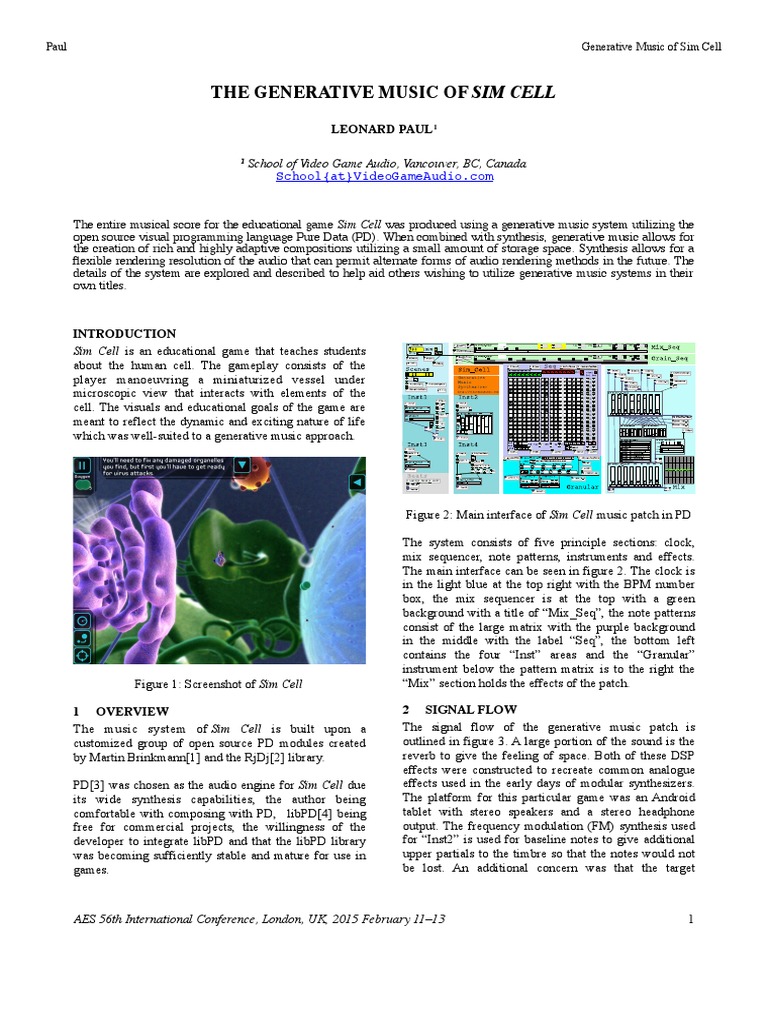 Generative Music in Sim Cell Game | PDF | Synthesizer | Filter (Signal ...