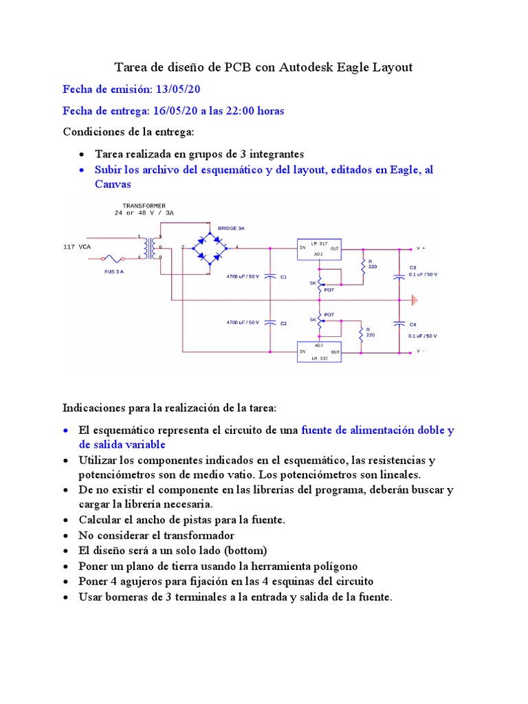 Tarea de Diseño de PCB Con Autodesk Eagle Layout | PDF