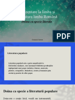 Prezentare La Limba Și Literatura Limba Română: Doina Ca Specie Literala