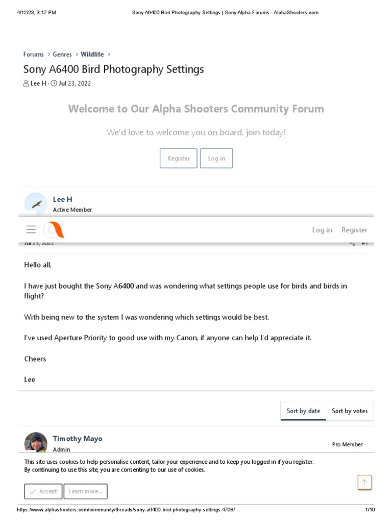 Sony A6400 Bird Photography Settings PDF Aperture Shutter Speed