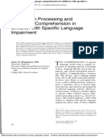 Information Prossesing and Language Comprehension in Children With Specific Language Impairment